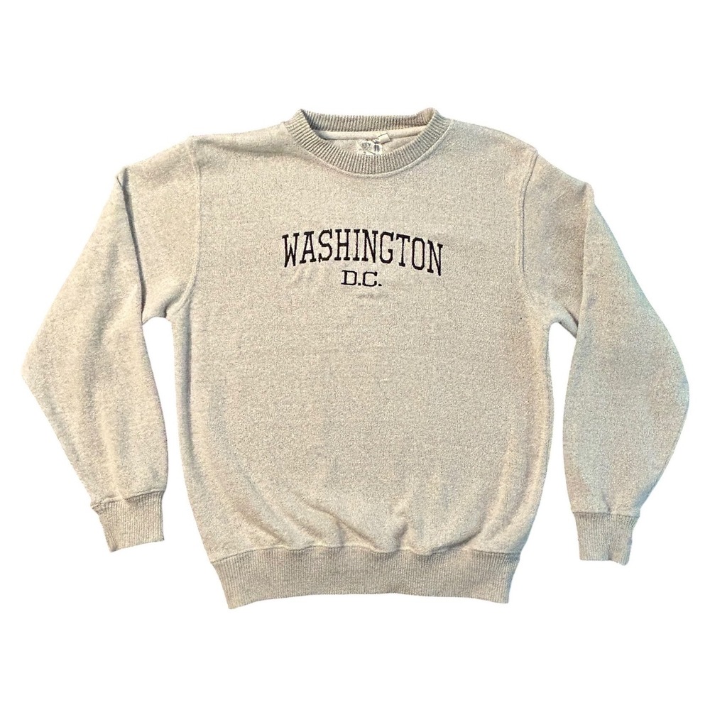 ESY Surf Co Washington DC Sweatshirt Grey Crewneck Pullover Marled Knit